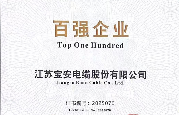 寶安電纜榮膺“2025年度中國線纜產(chǎn)業(yè)*具競爭力企業(yè)100強(qiáng)”